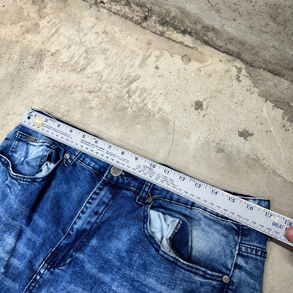 V19.69 Italia Abbigliamento Jeans Blue Acid Wash Distressed Zip Detail W36 L30 - Picture 5 of 12